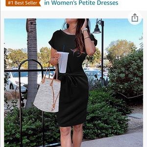 Black t shirt dress with pockets and belt
